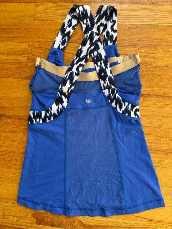 lululemon athletica Tops - Lululemon royal blue tank with leopard print X back size M